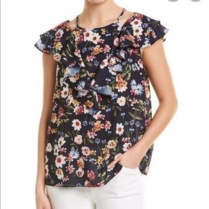 Parker Floral Print Slit Shoulder Top